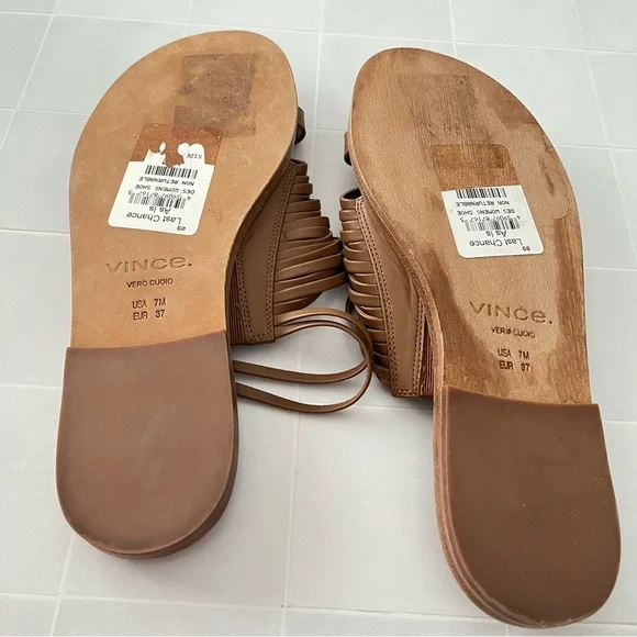 Vince Penrose Toe loop sandals. Size 7 EUR 37 tan flat strappy - Picture 5 of 6